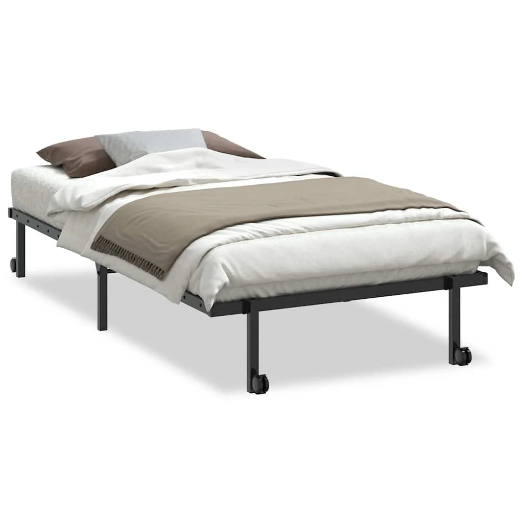 sengeramme uden madras foldbare 107x203 cm stål sort - Image 2
