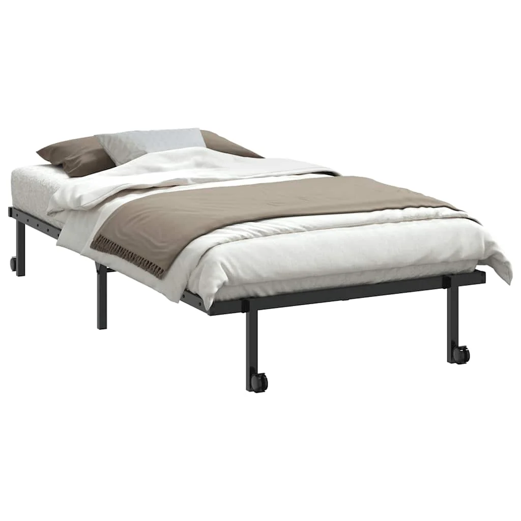 sengeramme uden madras foldbare 107x203 cm stål sort - Image 3
