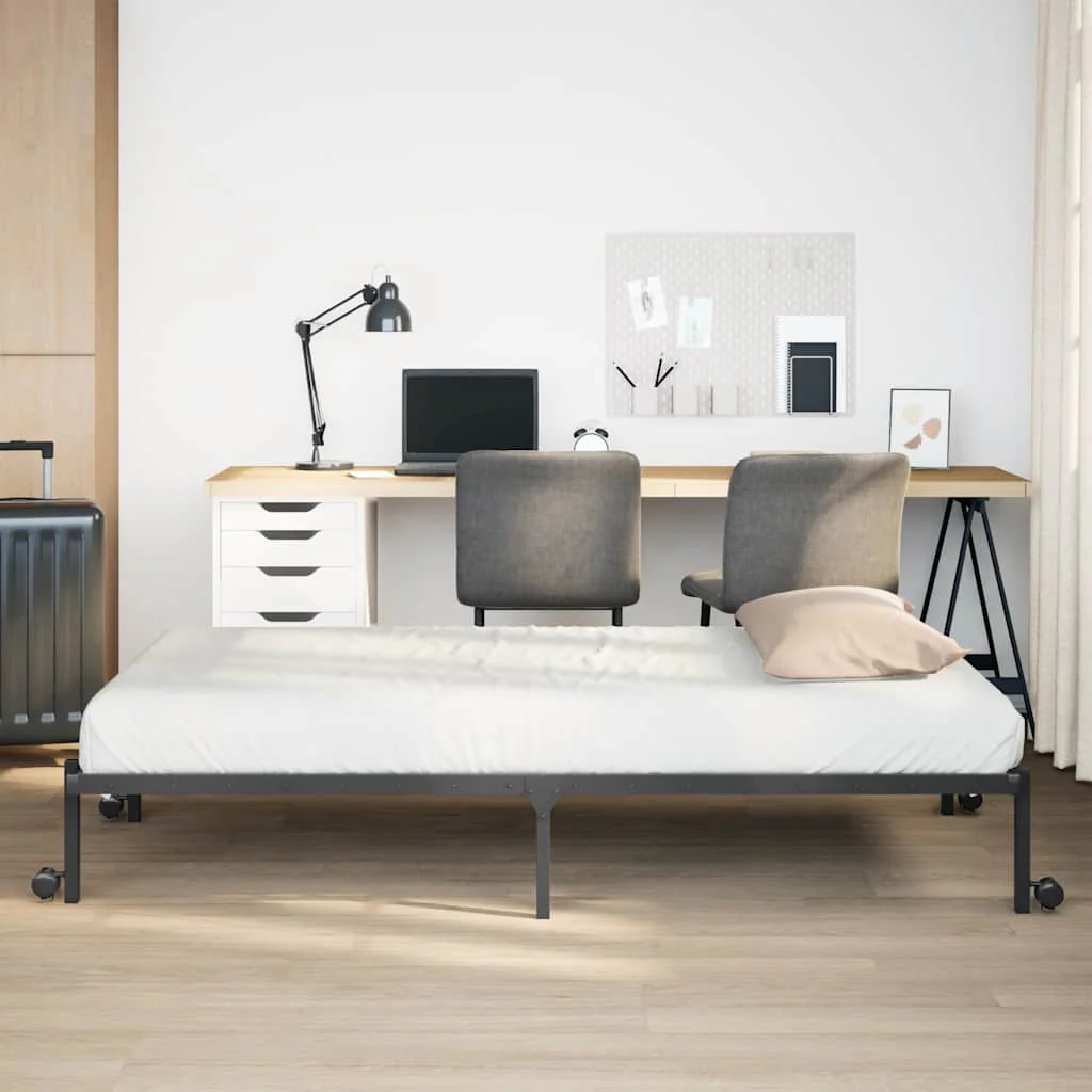 sengeramme uden madras foldbare 107x203 cm stål sort - Image 4