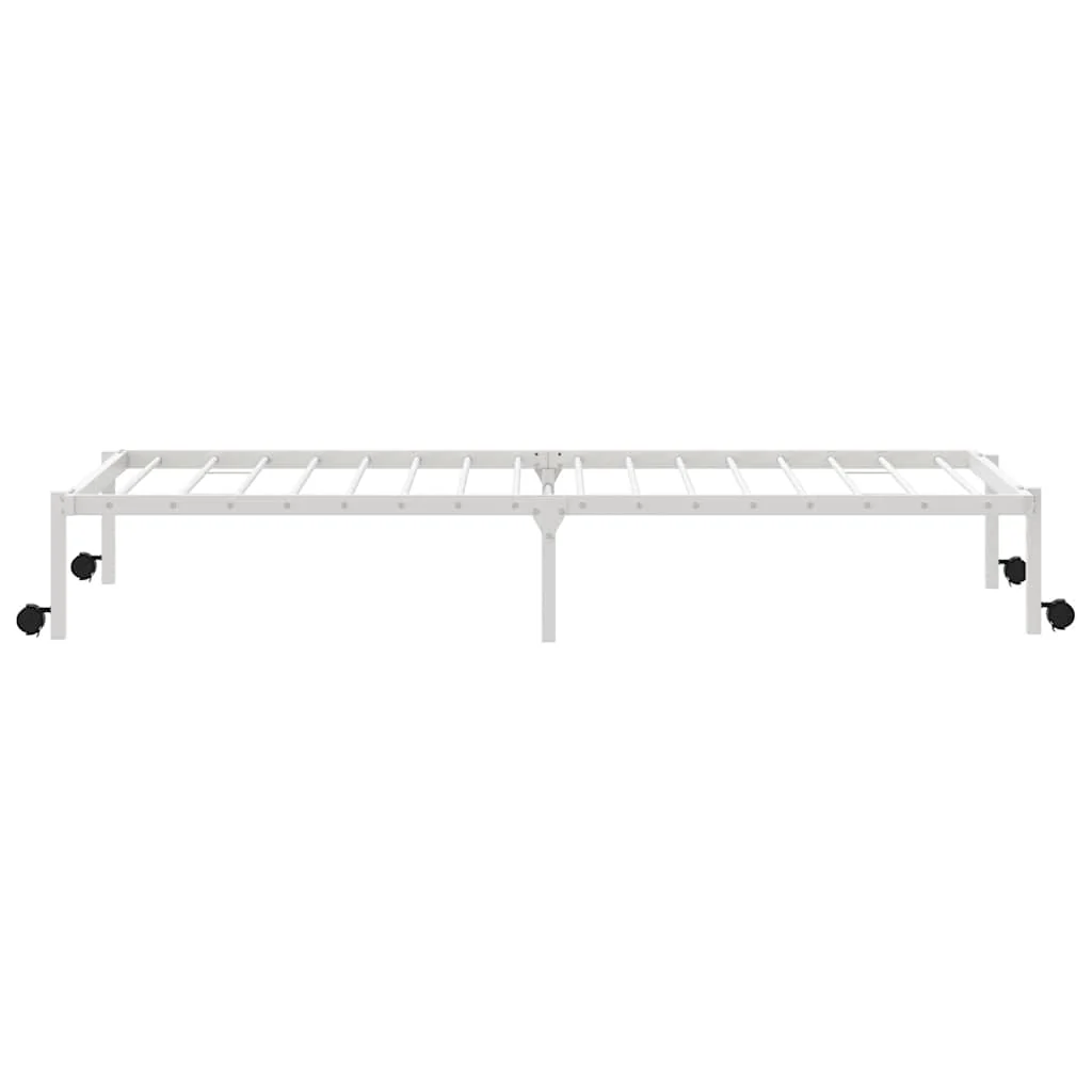 sengeramme uden madras foldbare 75x190 cm stål hvid - Image 7