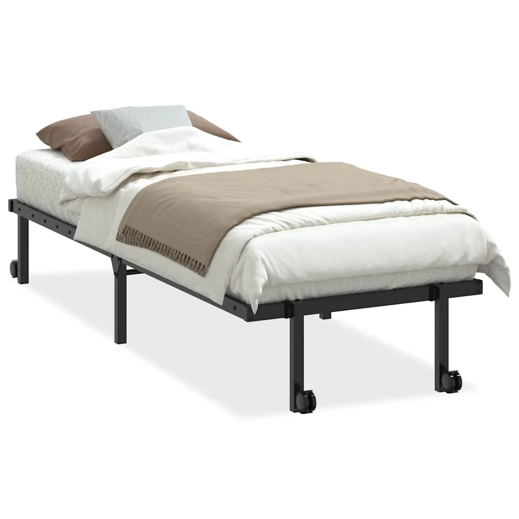 sengeramme uden madras foldbare 80x200 cm stål sort - Image 2