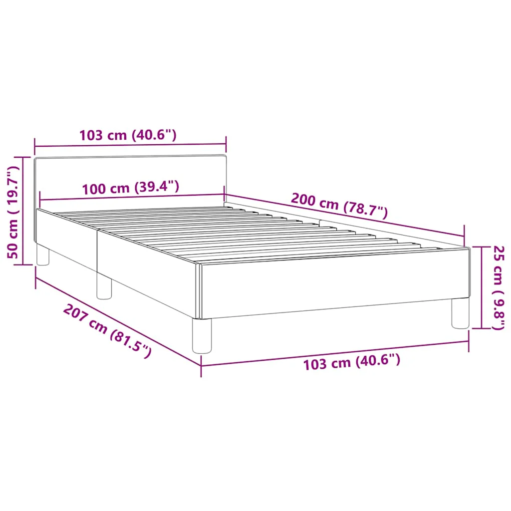 Sengeramme uden madras Lysegrå 100x200 cm Fløjl - Image 8
