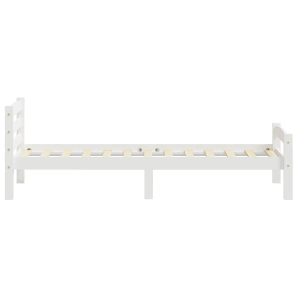 Sengeramme uden madras massivt fyrretræ 100x200 cm hvid - Image 5