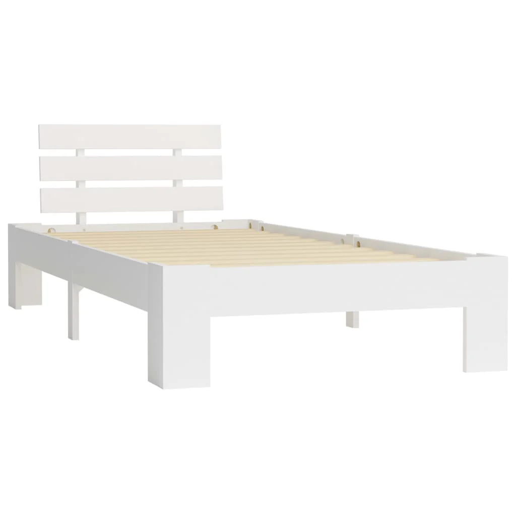 Sengeramme uden madras massivt fyrretræ 100x200 cm hvid - Image 2