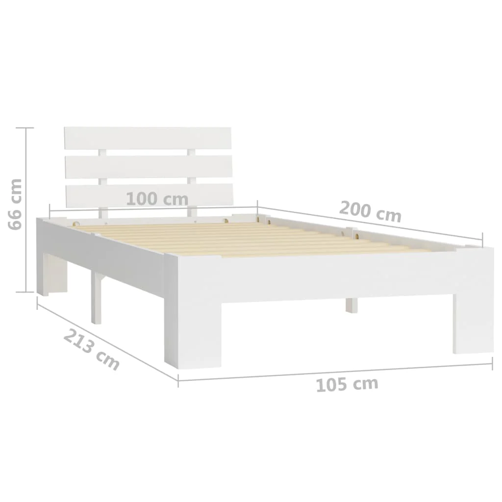 Sengeramme uden madras massivt fyrretræ 100x200 cm hvid - Image 7