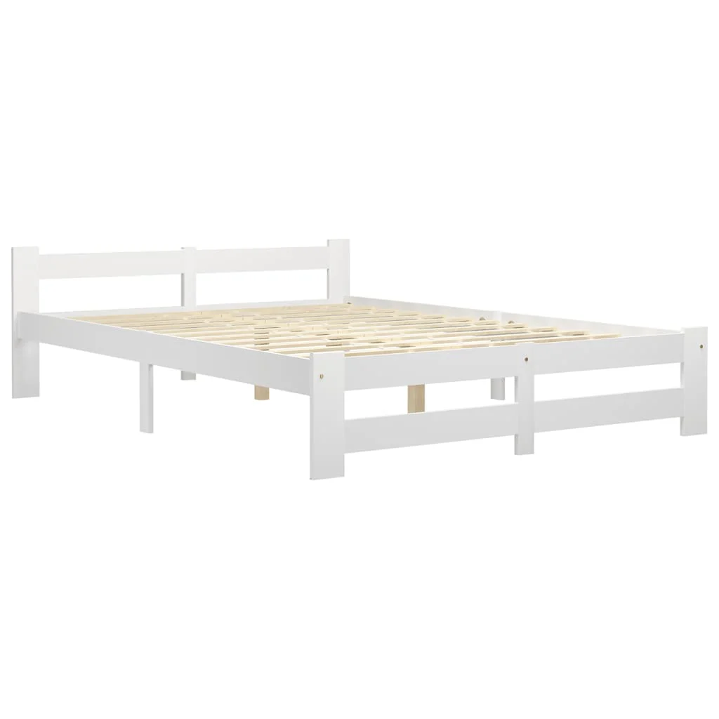 sengeramme uden madras massivt fyrretræ 120x200 cm hvid - Image 2