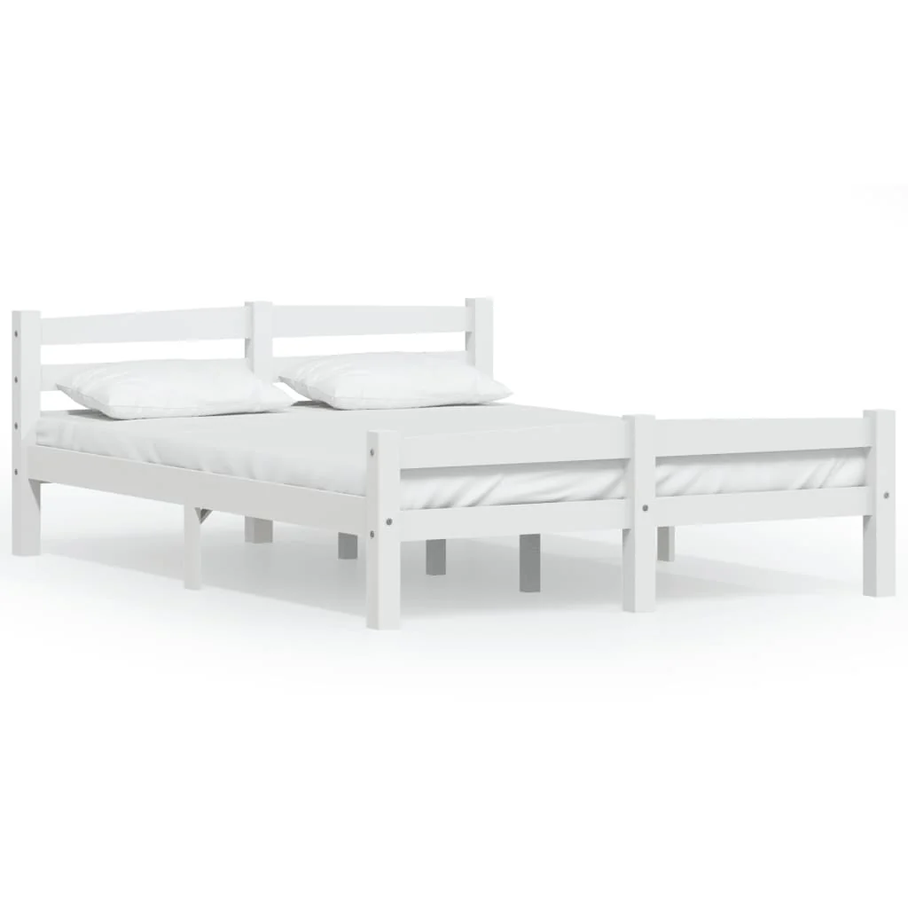sengeramme uden madras massivt fyrretræ 120x200 cm hvid - Image 2