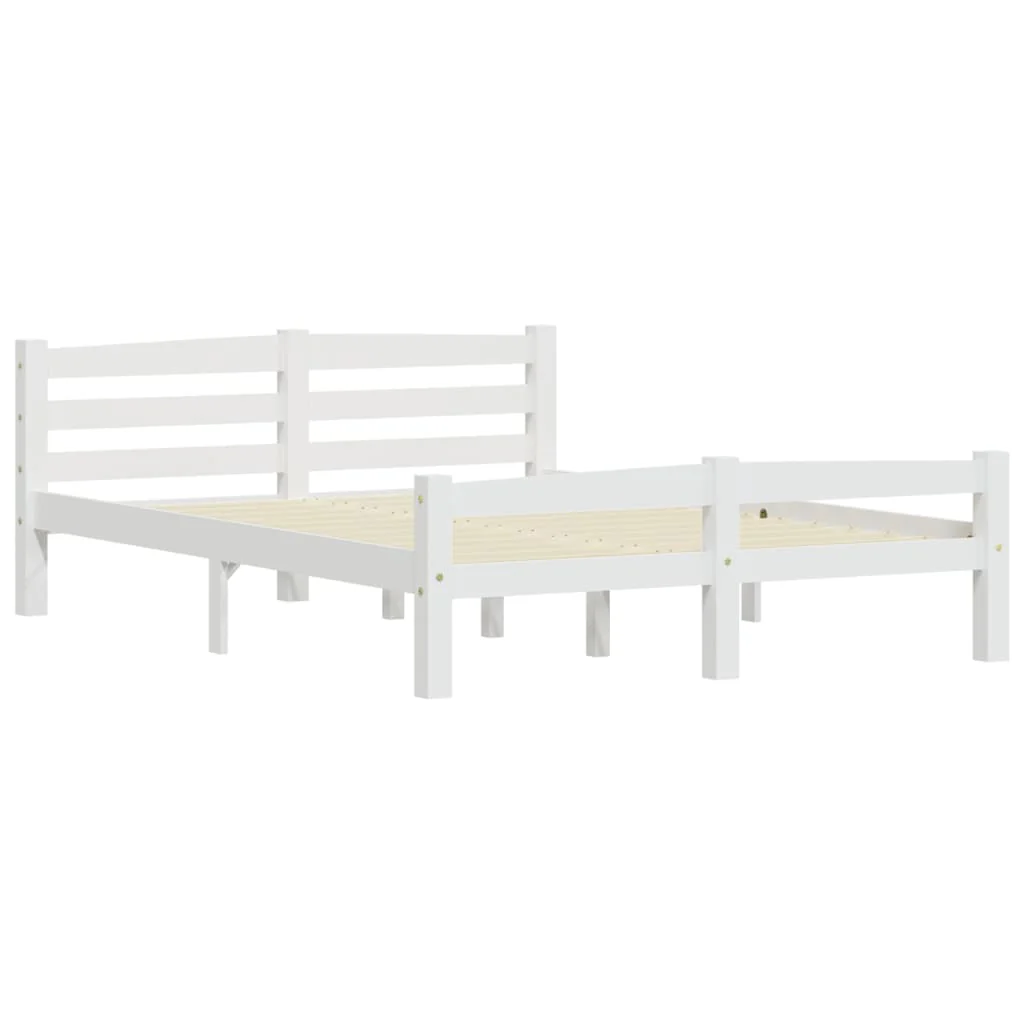 sengeramme uden madras massivt fyrretræ 120x200 cm hvid - Image 3