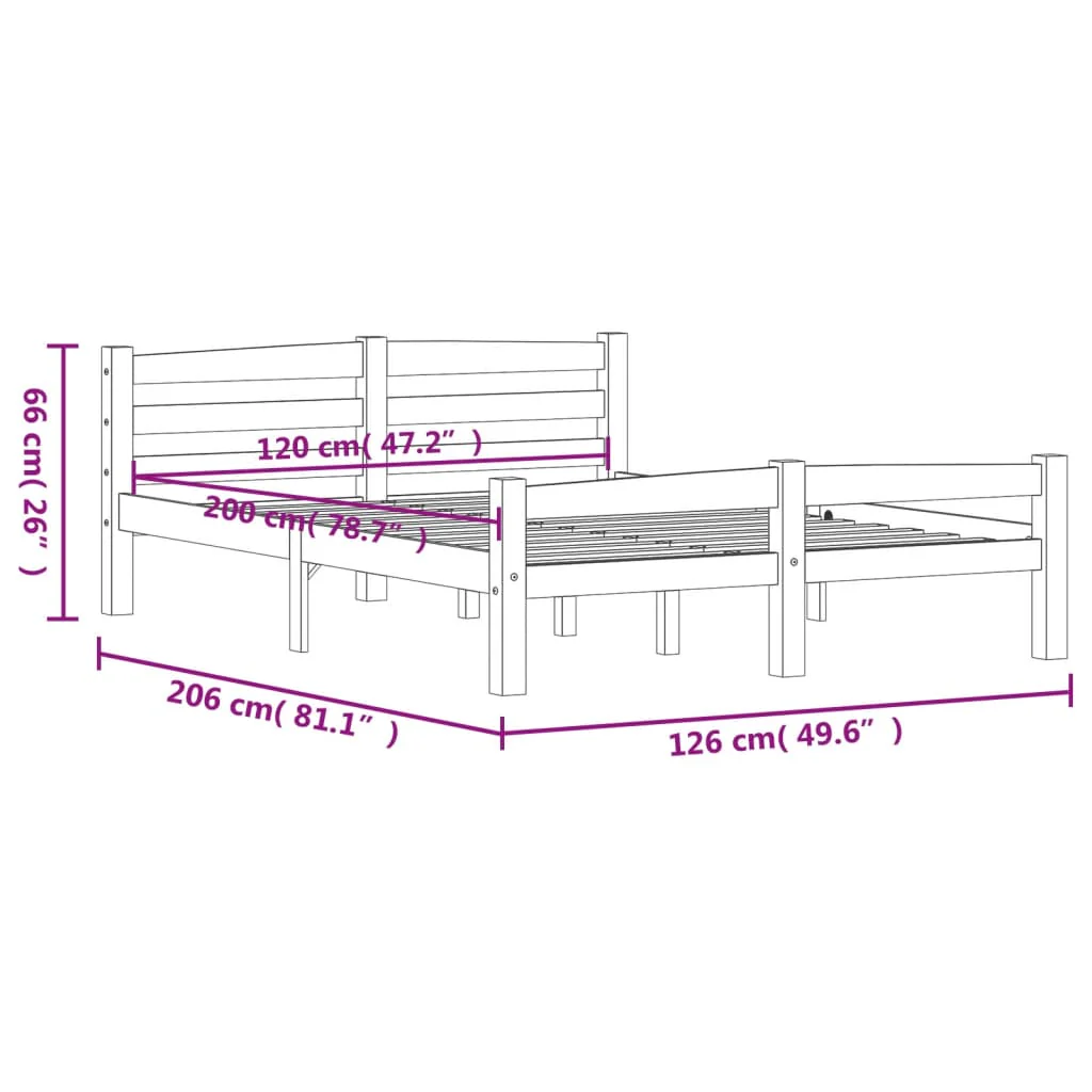 sengeramme uden madras massivt fyrretræ 120x200 cm hvid - Image 7