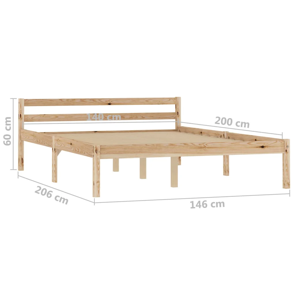 sengeramme uden madras massivt fyrretræ 140x200 cm - Image 7