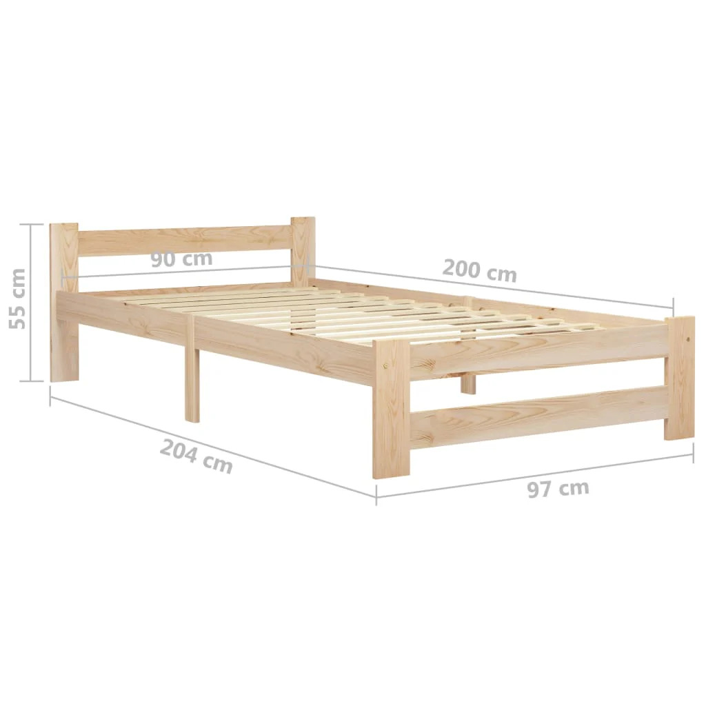 sengeramme uden madras massivt fyrretræ 90x200 cm - Image 6