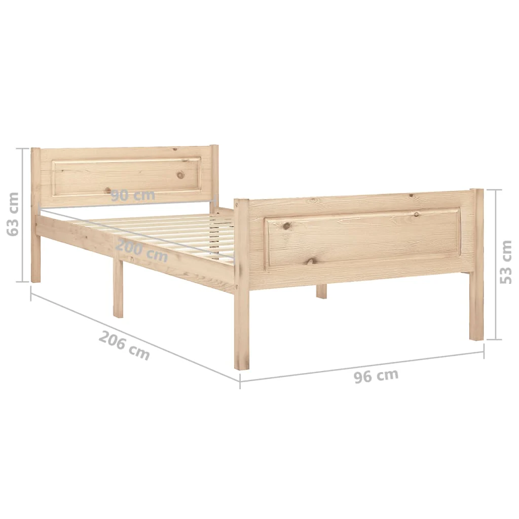 sengeramme uden madras massivt fyrretræ 90x200 cm - Image 6