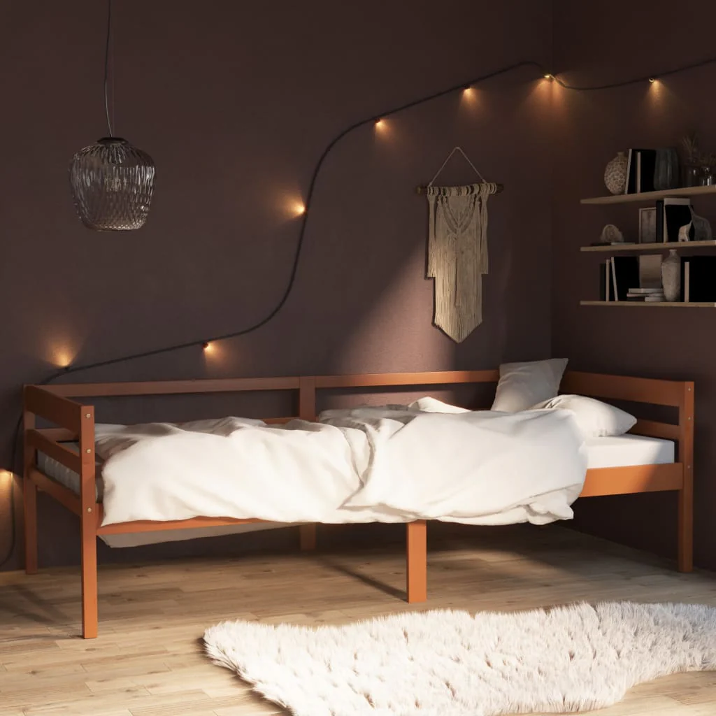 sengeramme uden madras massivt fyrretræ 90x200 cm honningbrun
