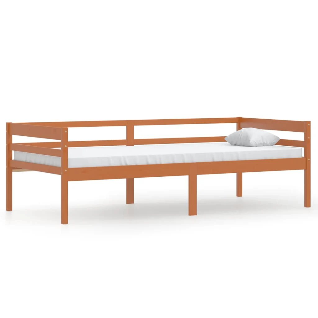 sengeramme uden madras massivt fyrretræ 90x200 cm honningbrun - Image 2