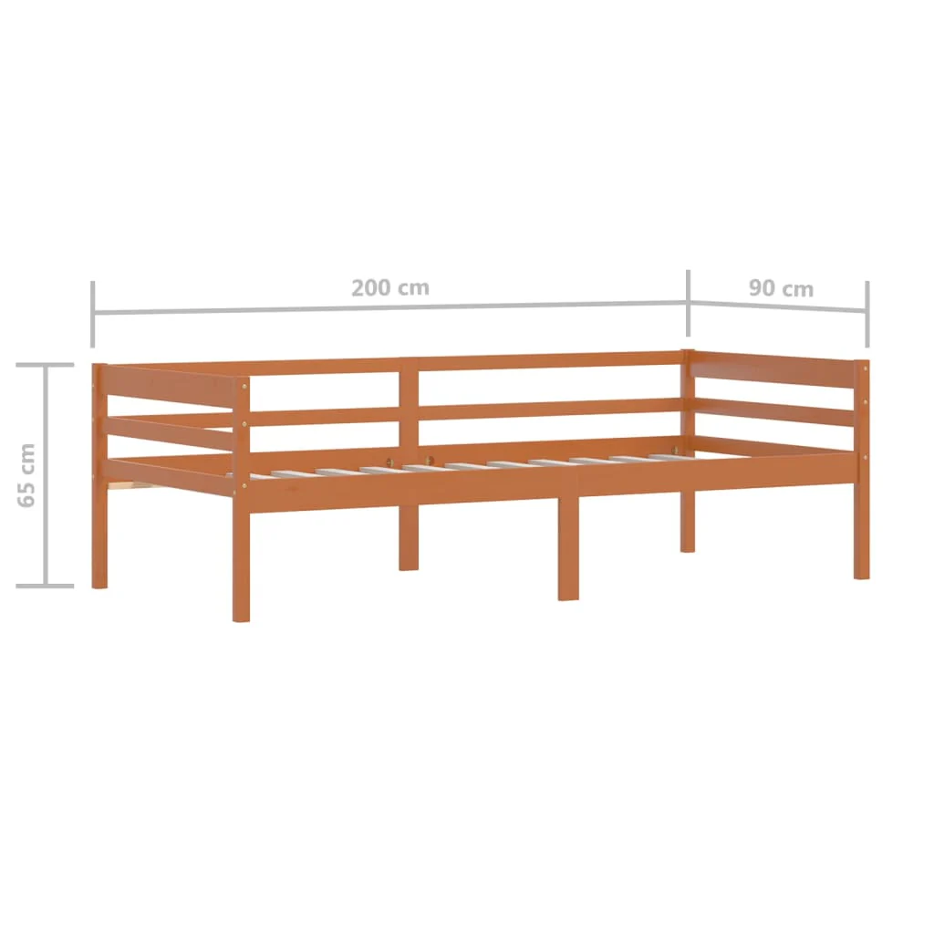 sengeramme uden madras massivt fyrretræ 90x200 cm honningbrun - Image 8
