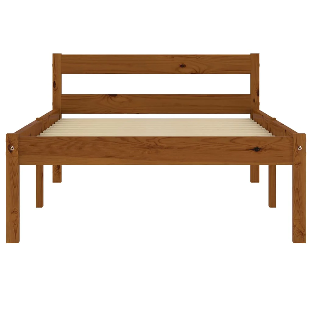 sengeramme uden madras massivt fyrretræ 90x200 cm honningbrun - Image 3
