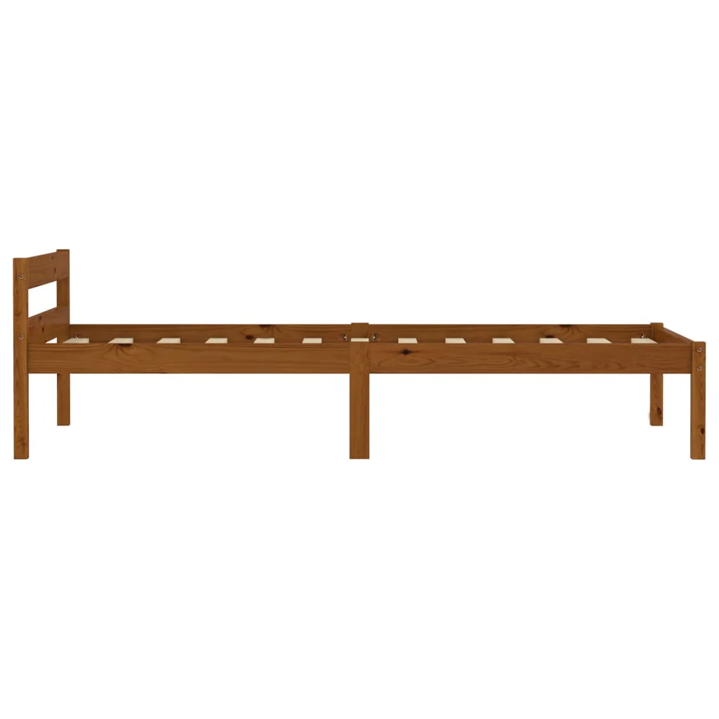 sengeramme uden madras massivt fyrretræ 90x200 cm honningbrun - Image 4