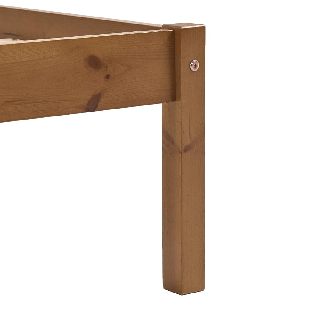 sengeramme uden madras massivt fyrretræ 90x200 cm honningbrun - Image 6