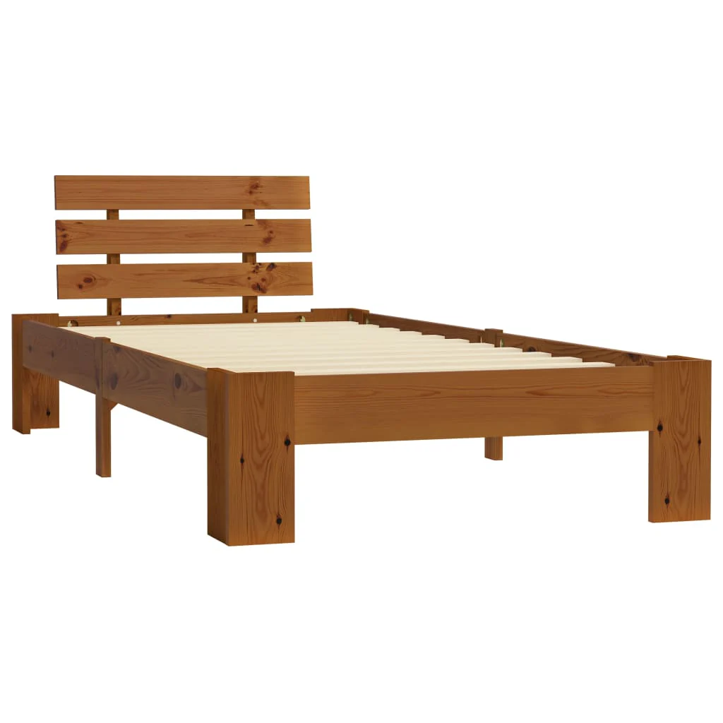 sengeramme uden madras massivt fyrretræ 90x200 cm honningbrun - Image 2