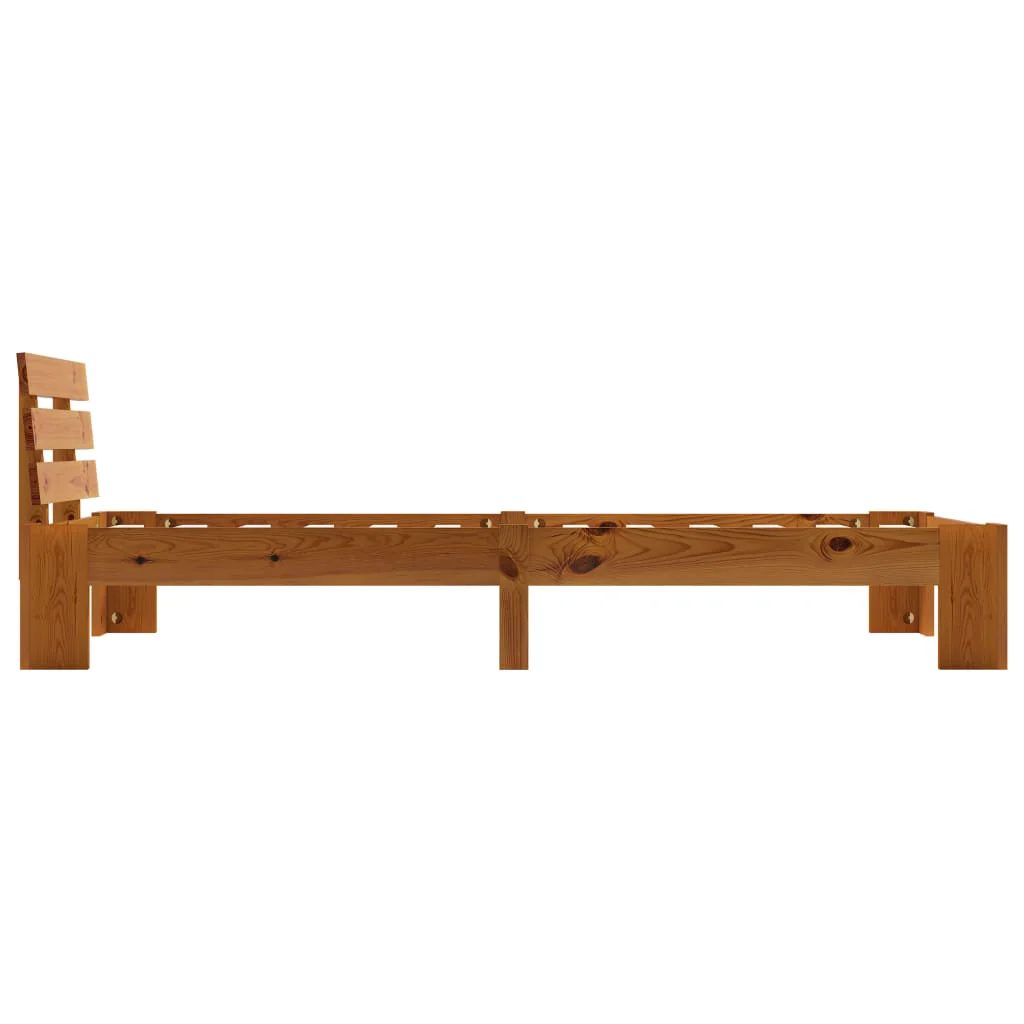 sengeramme uden madras massivt fyrretræ 90x200 cm honningbrun - Image 4