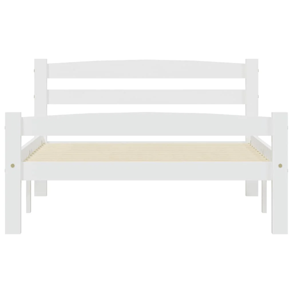 sengeramme uden madras massivt fyrretræ 90x200 cm hvid - Image 4