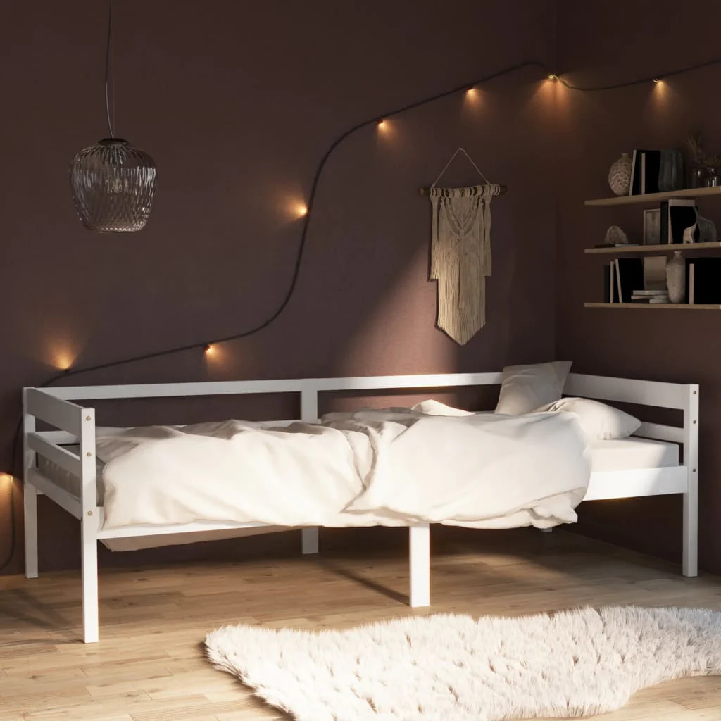 sengeramme uden madras massivt fyrretræ 90x200 cm hvid