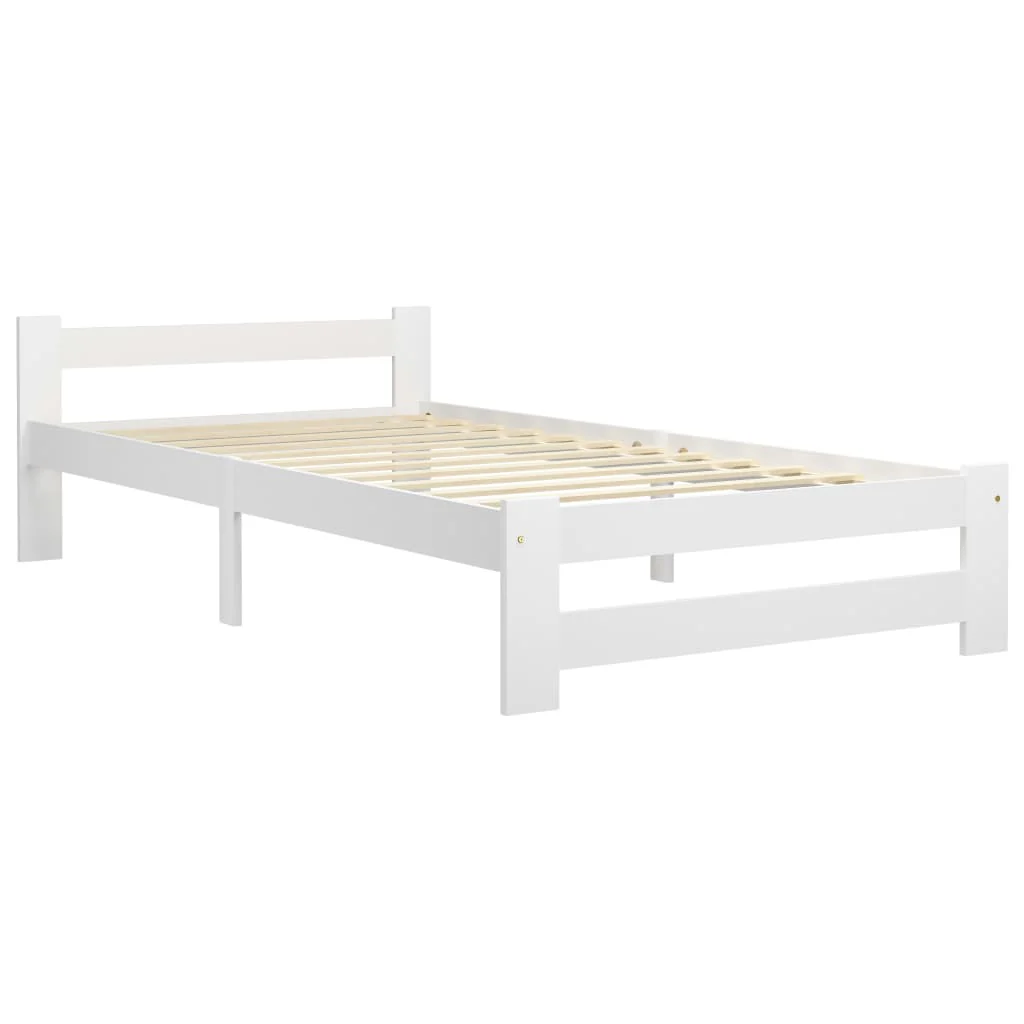 sengeramme uden madras massivt fyrretræ 90x200 cm hvid - Image 2