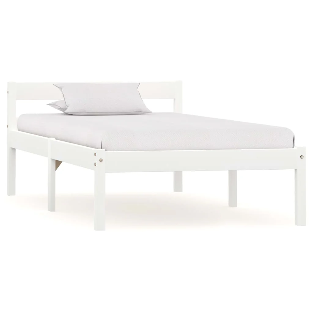 sengeramme uden madras massivt fyrretræ 90x200 cm hvid