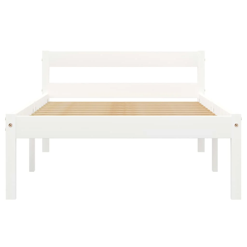 sengeramme uden madras massivt fyrretræ 90x200 cm hvid - Image 3