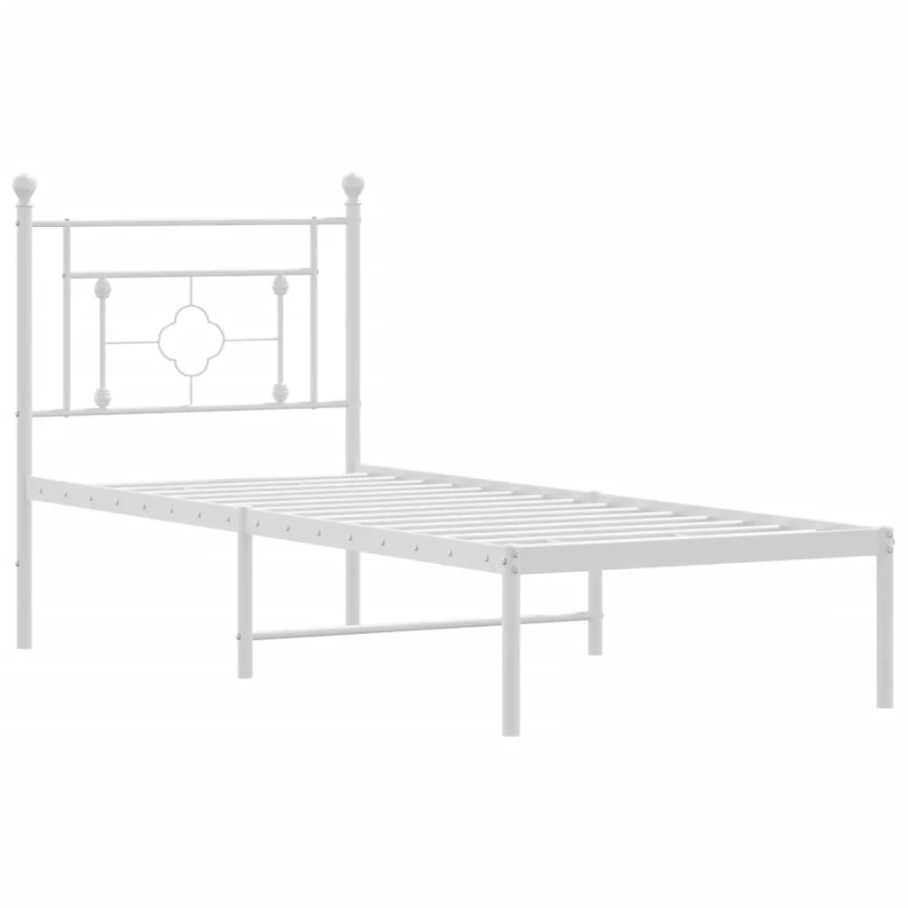sengeramme uden madras med hovedgærde 75x190 cm hvid - Image 4