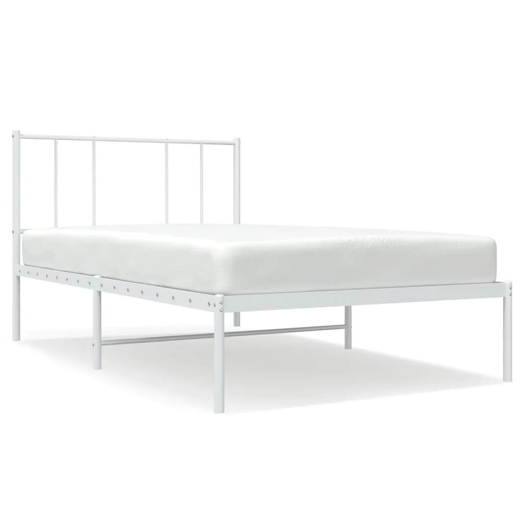 sengeramme uden madras med hovedgærde 75x190 cm hvid - Image 2