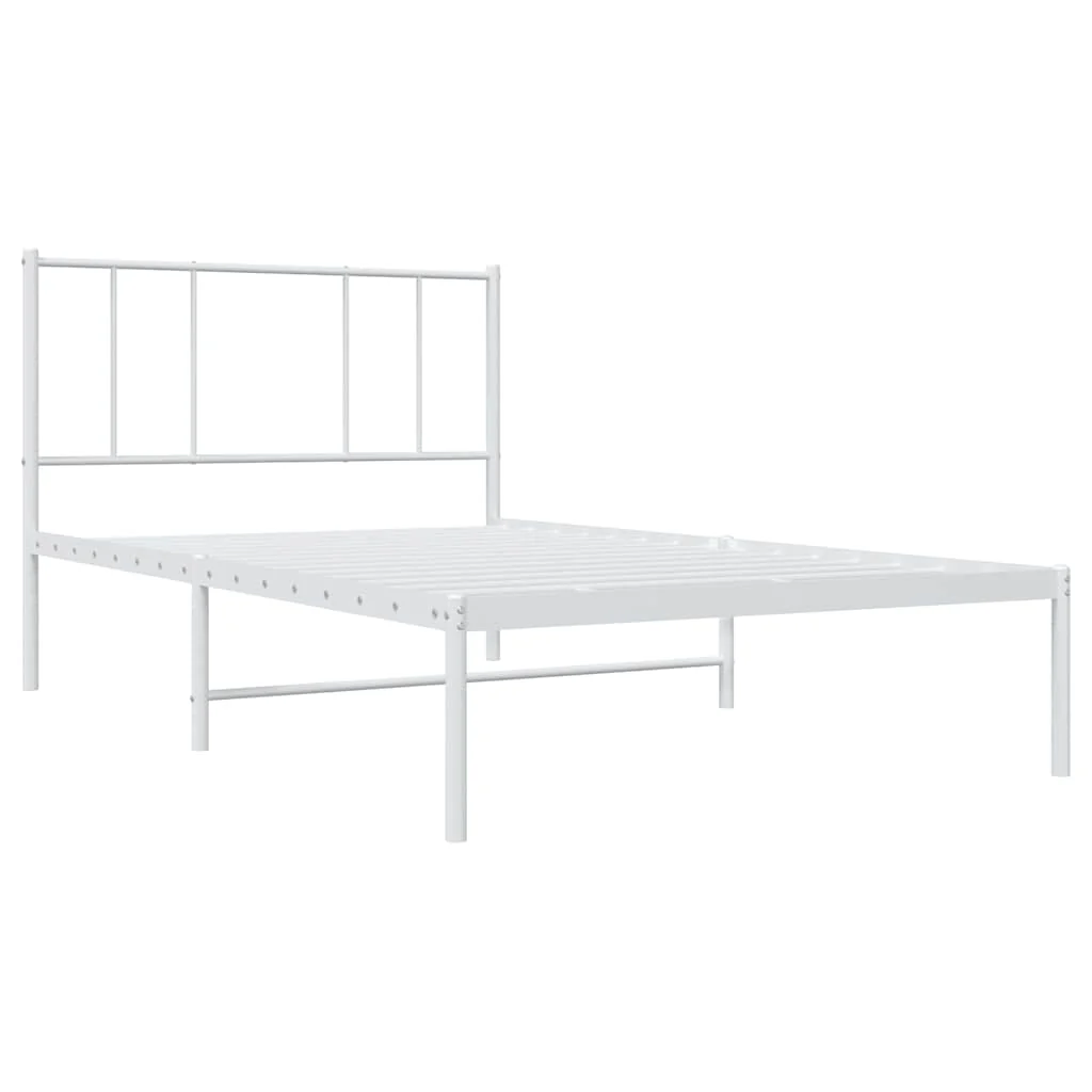 sengeramme uden madras med hovedgærde 75x190 cm hvid - Image 3