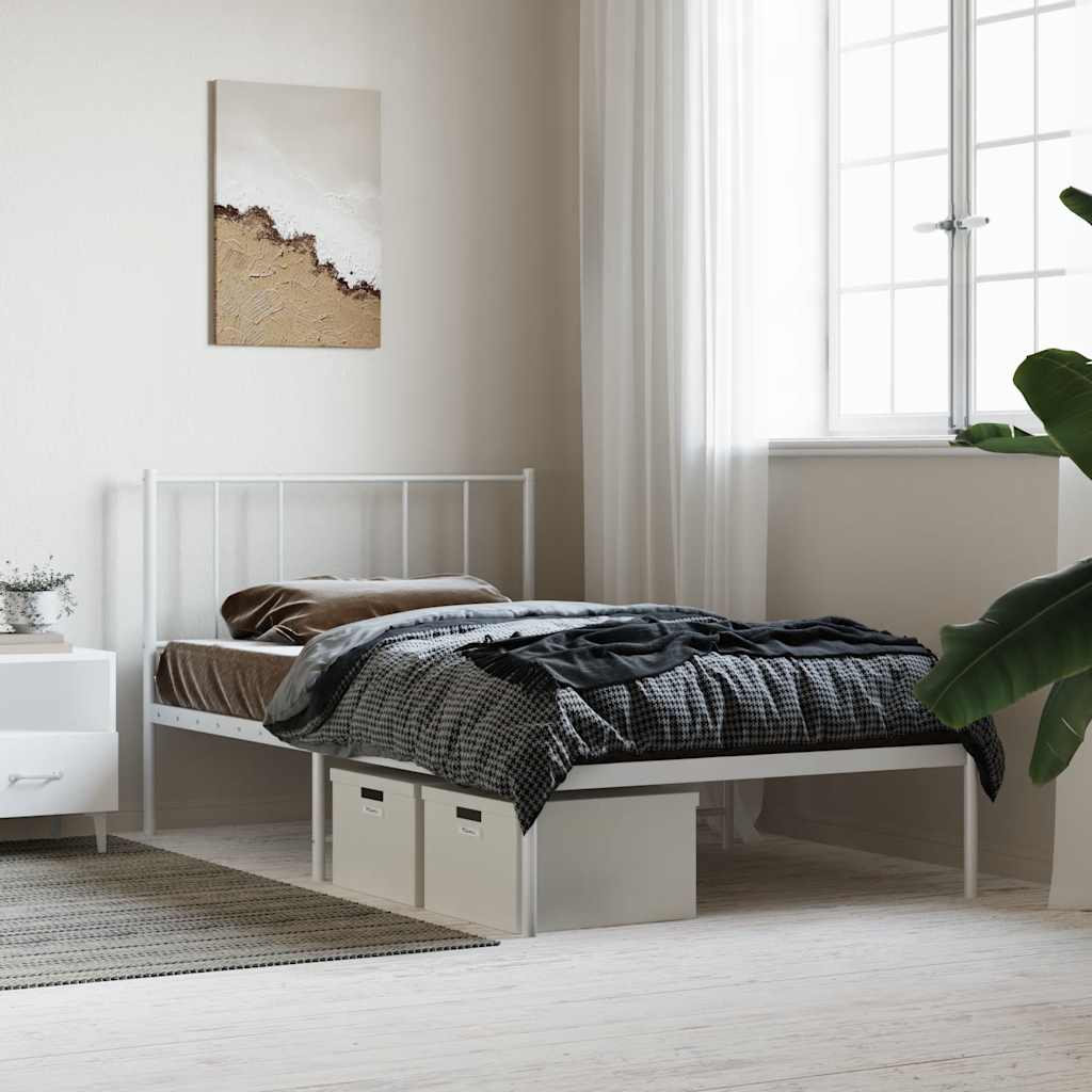 sengeramme uden madras med hovedgærde 75x190 cm hvid - Image 4