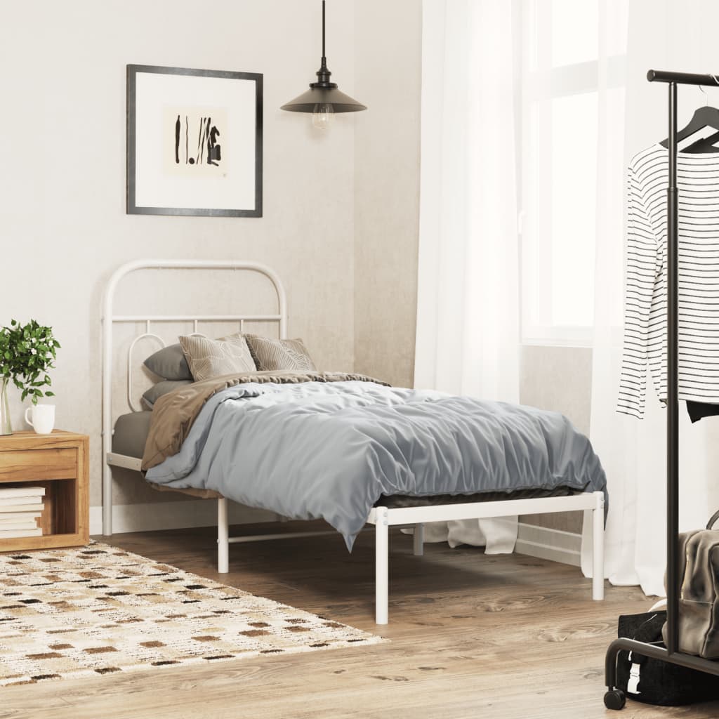 sengeramme uden madras med hovedgærde 75x190 cm hvid