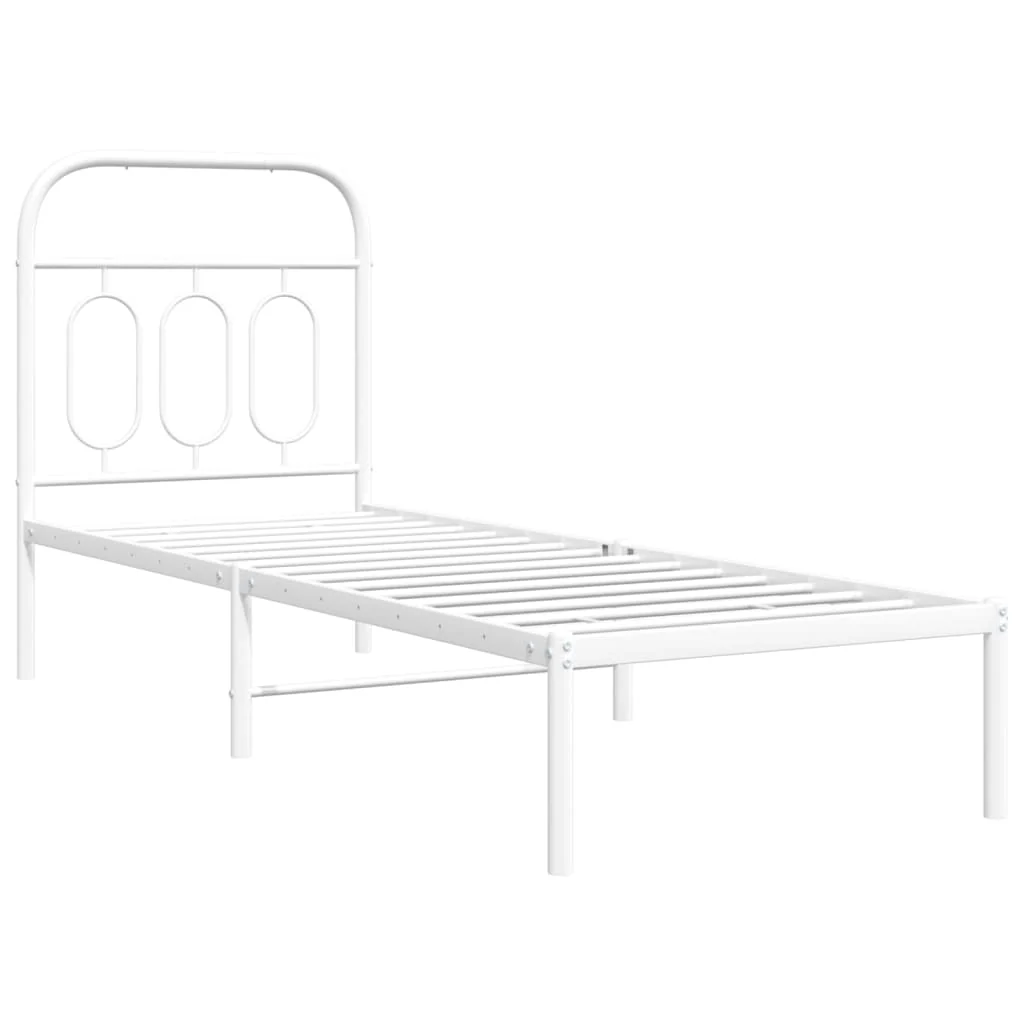 sengeramme uden madras med hovedgærde 75x190 cm hvid - Image 3