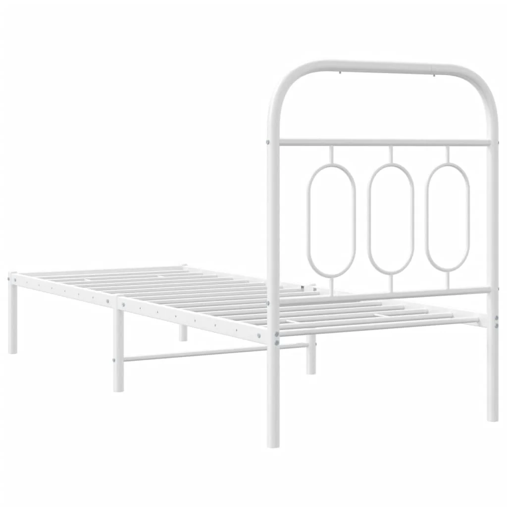 sengeramme uden madras med hovedgærde 75x190 cm hvid - Image 6