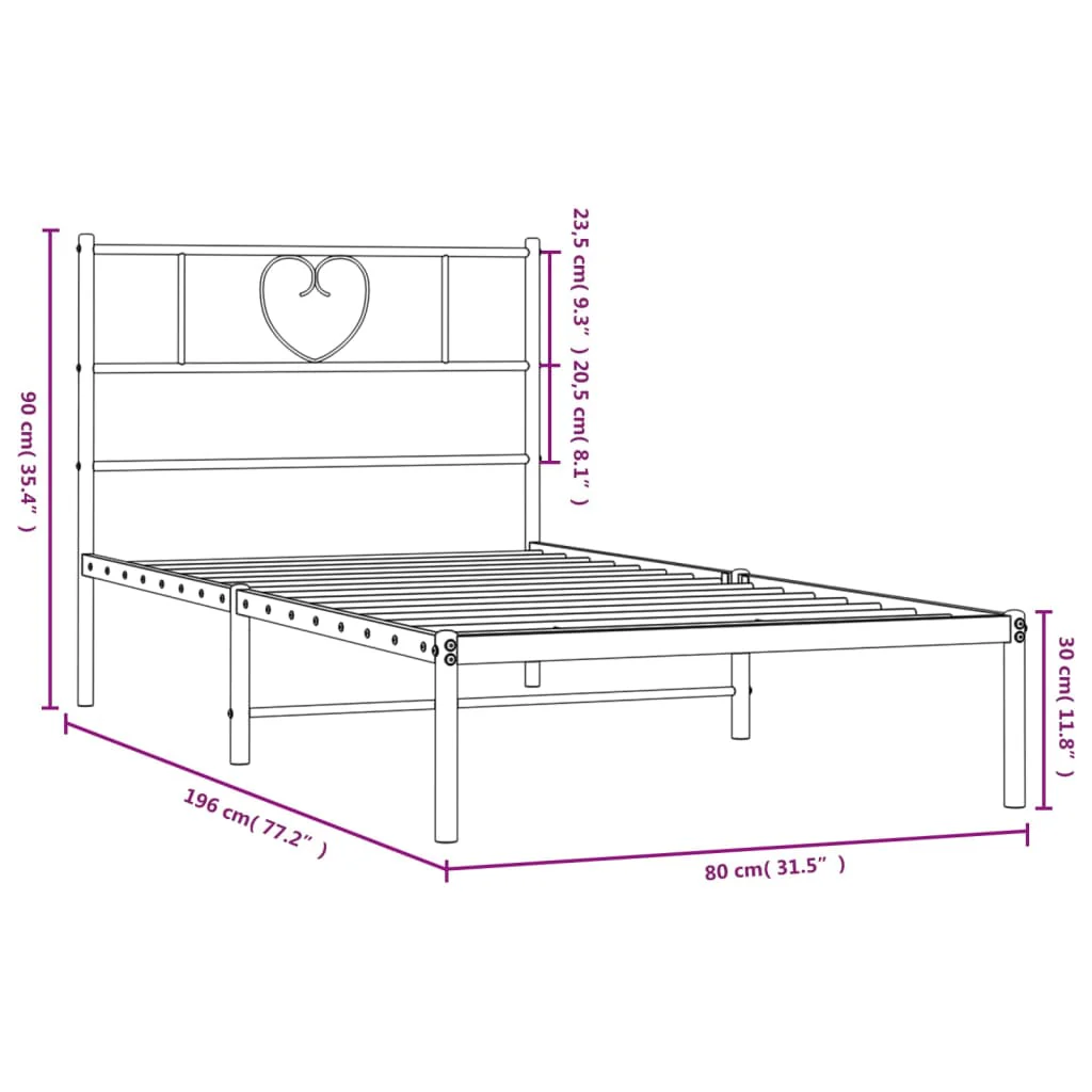 sengeramme uden madras med hovedgærde 75x190 cm hvid - Image 8