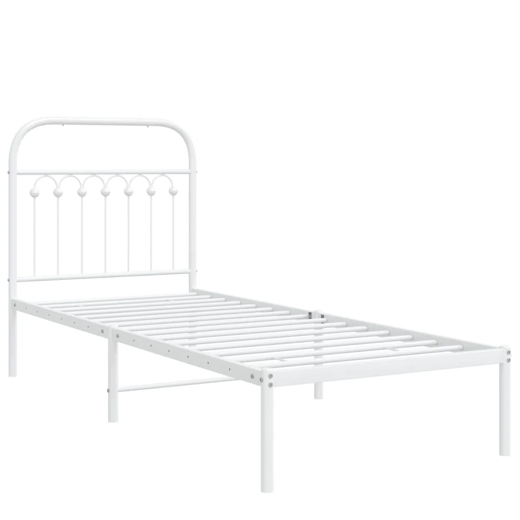 sengeramme uden madras med hovedgærde 75x190 cm hvid - Image 3