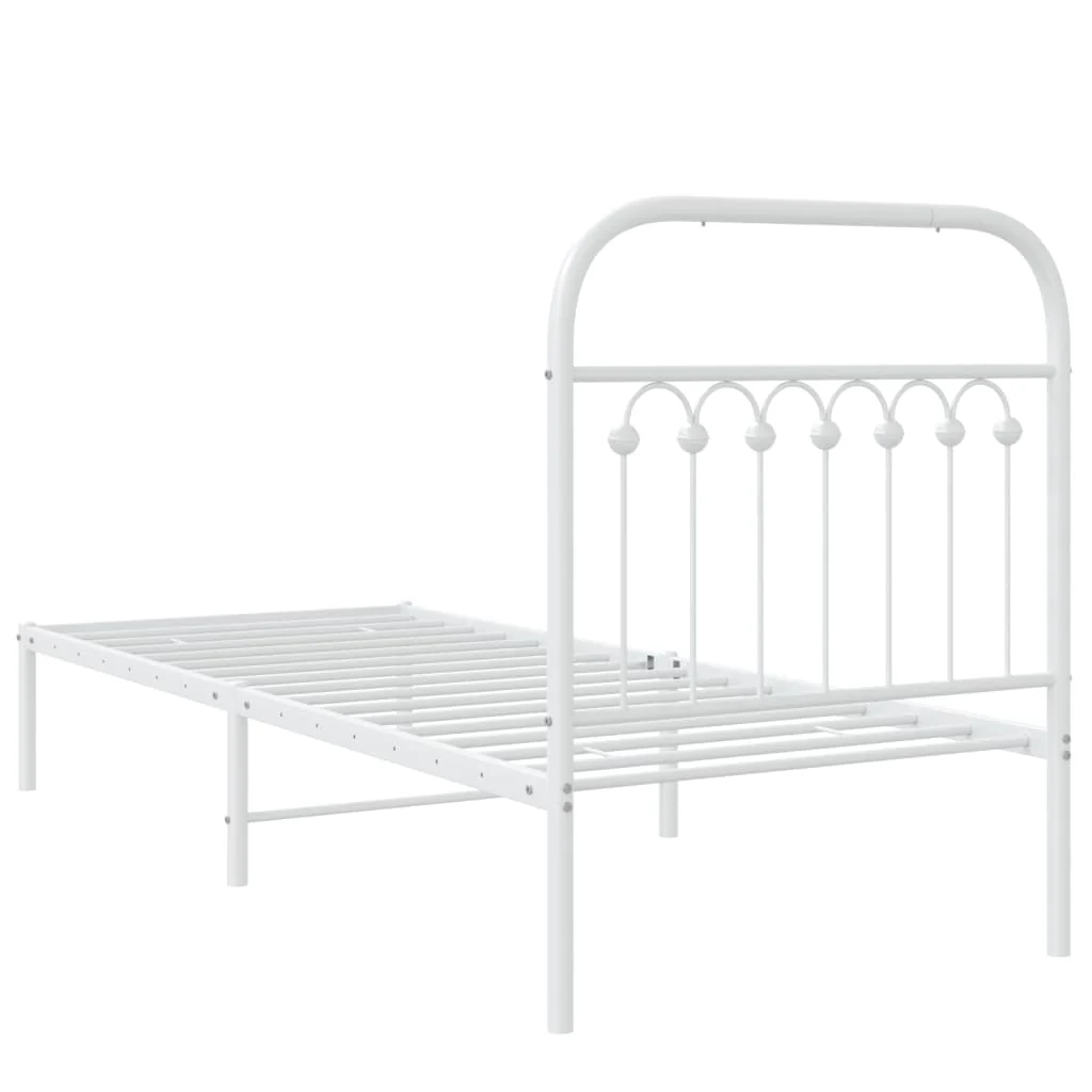 sengeramme uden madras med hovedgærde 75x190 cm hvid - Image 6