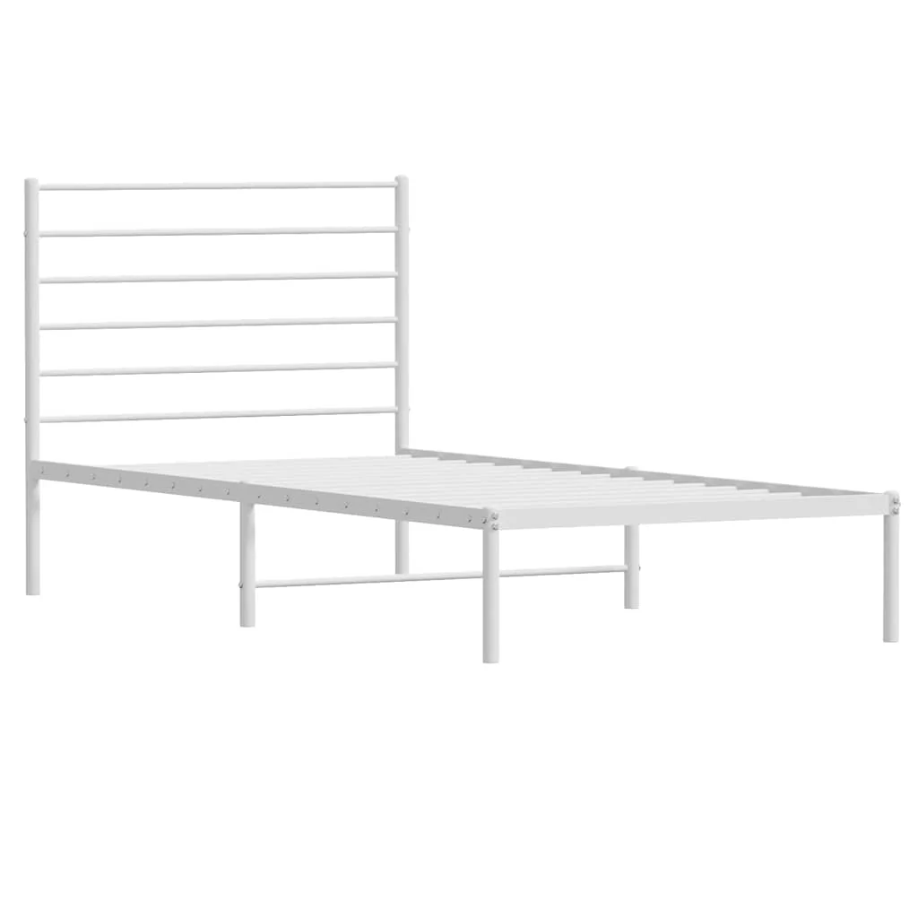 sengeramme uden madras med hovedgærde 75x190 cm hvid - Image 3