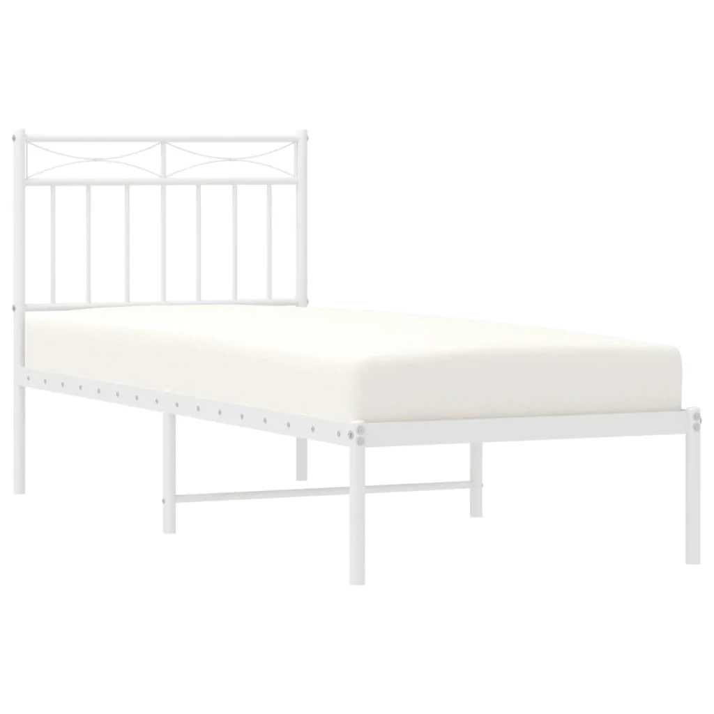 sengeramme uden madras med hovedgærde 75x190 cm hvid - Image 3