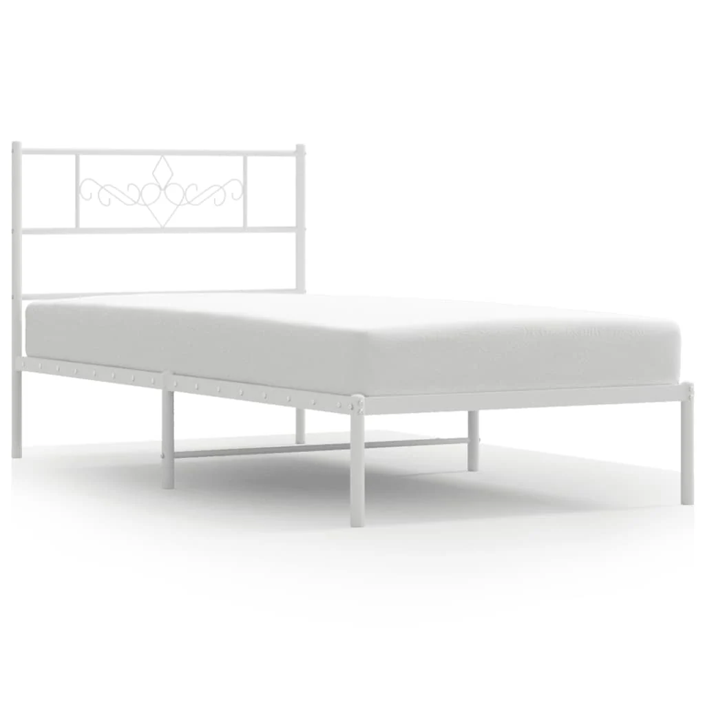sengeramme uden madras med hovedgærde 75x190 cm hvid - Image 2