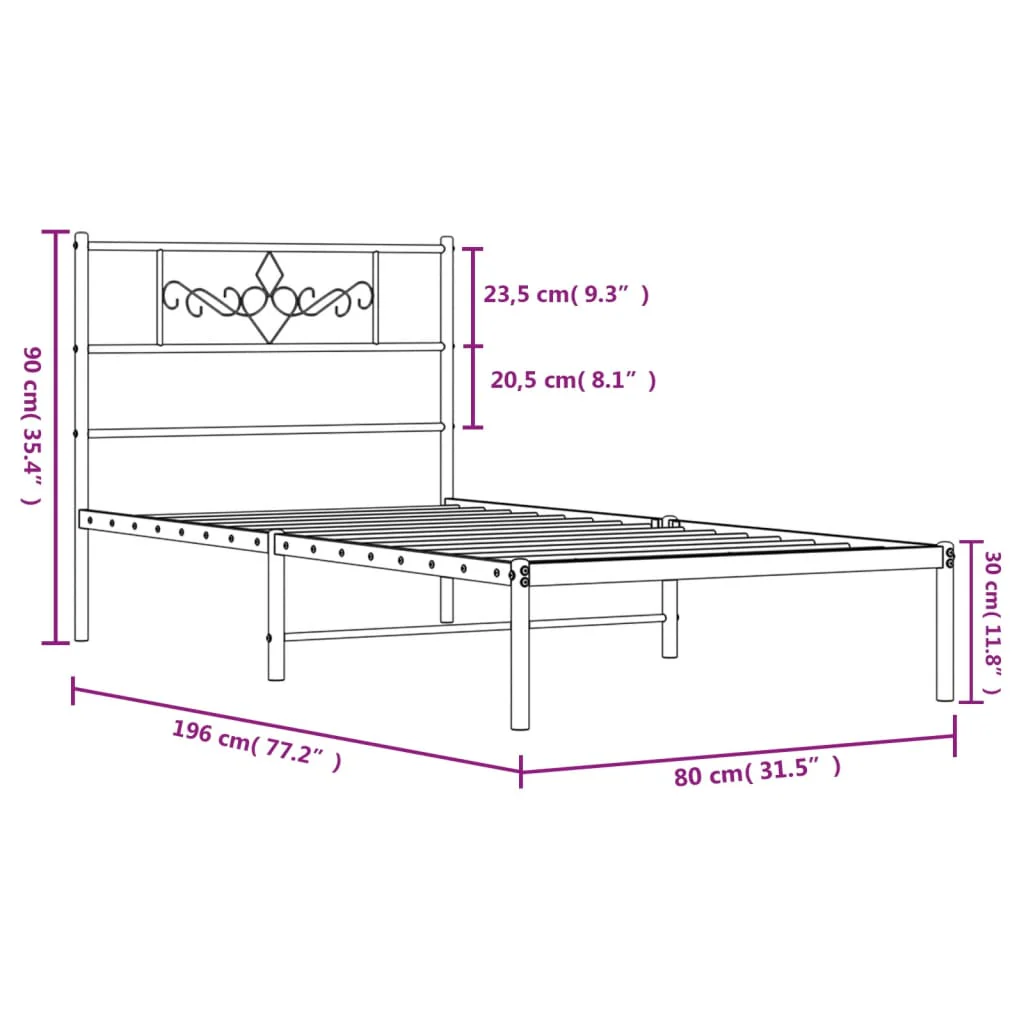sengeramme uden madras med hovedgærde 75x190 cm hvid - Image 8