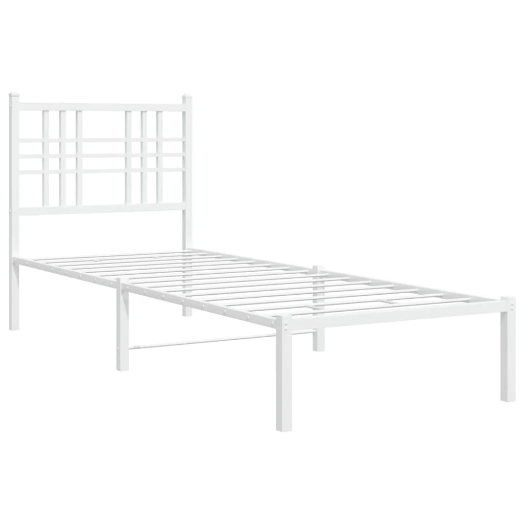 sengeramme uden madras med hovedgærde 75x190 cm hvid - Image 3