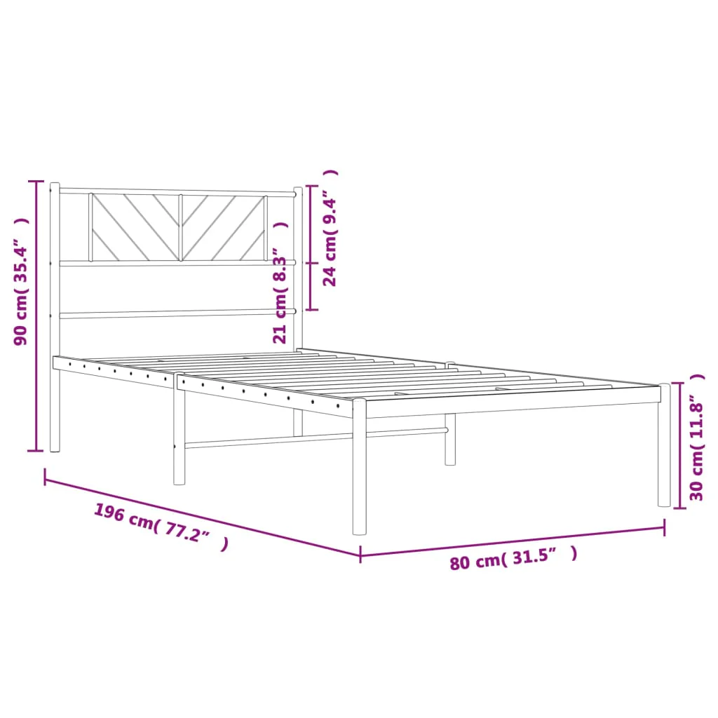 sengeramme uden madras med hovedgærde 75x190 cm hvid - Image 8