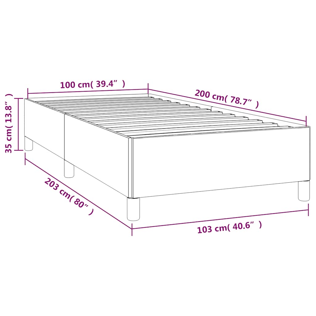 Sengeramme uden madras Mørkeblå 100x200 cm Fløjl - Image 8
