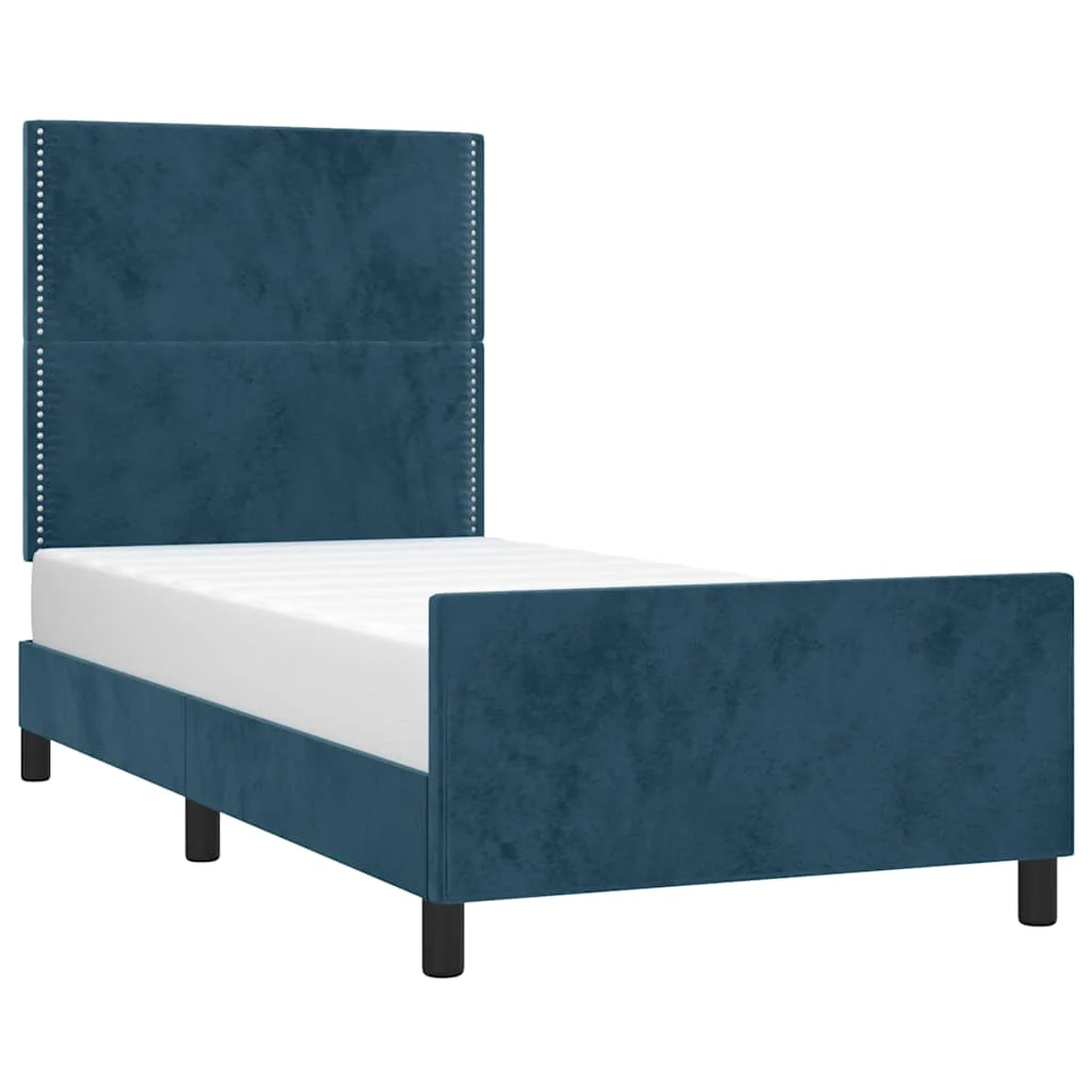 Sengeramme uden madras Mørkeblå 90x190 cm Fløjl - Image 3