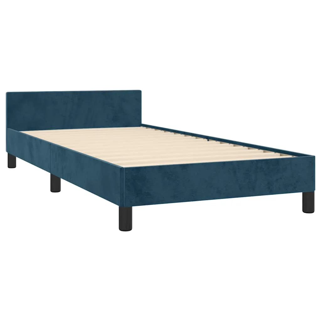 Sengeramme uden madras Mørkeblå 90x190 cm Fløjl - Image 5