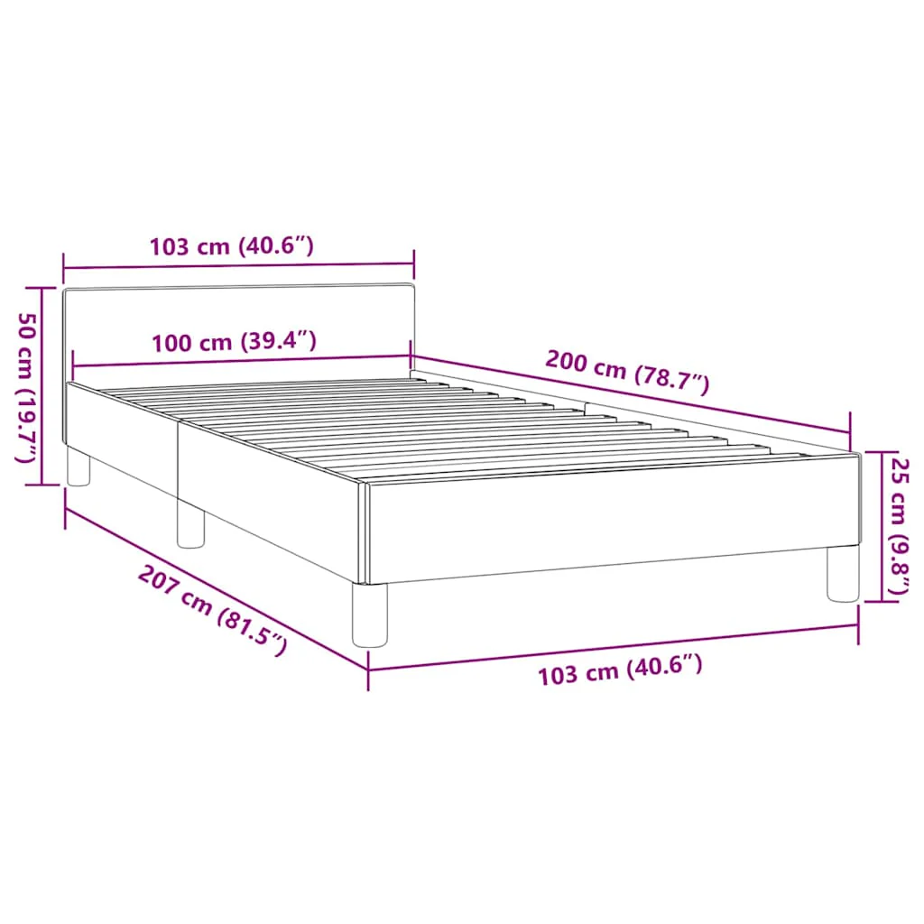 Sengeramme uden madras Mørkebrun 100x200 cm Stof - Image 8