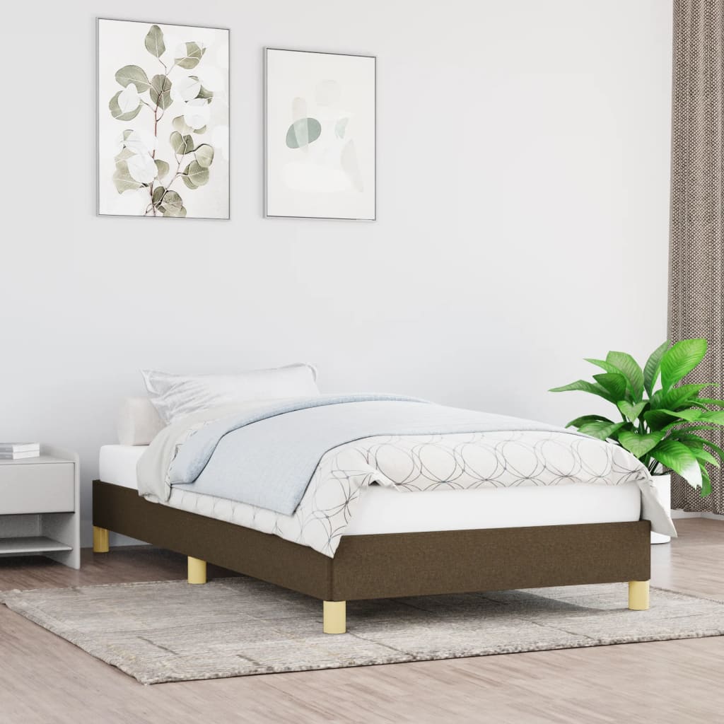 Sengeramme uden madras Mørkebrun 90x190 cm Stof